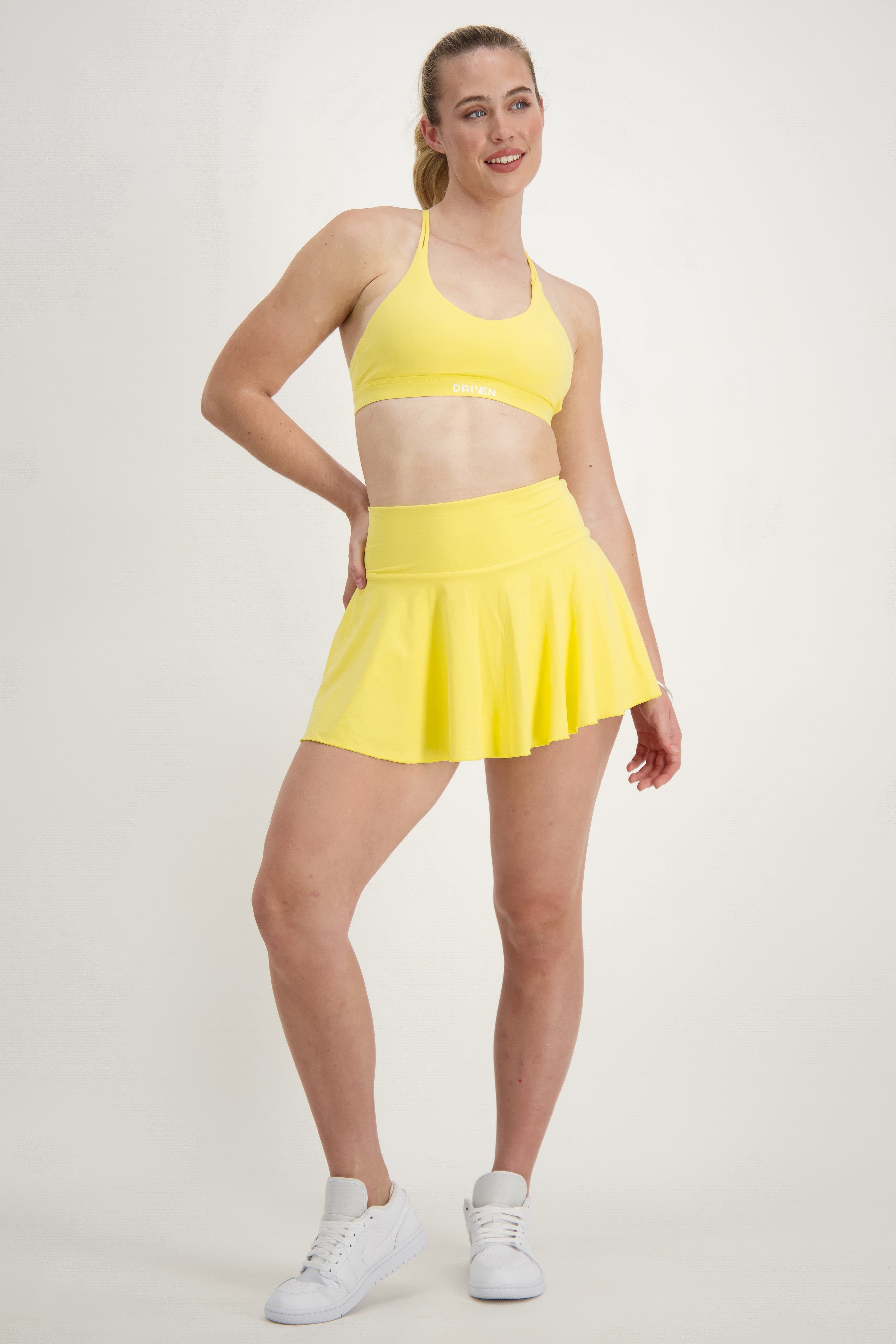 Classic Mini Skort lemon Athleisure Wear DRIVEN Gym Apparel